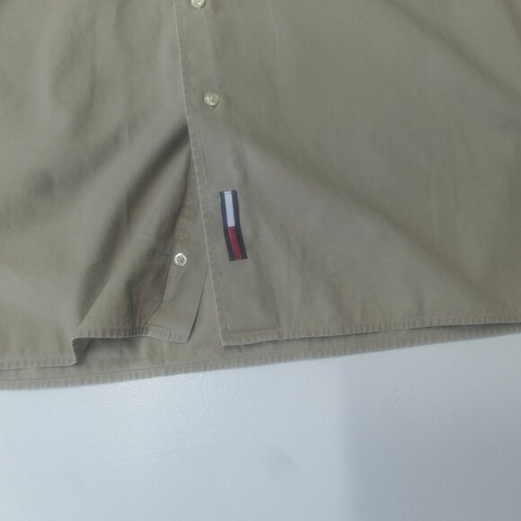 Tommy Hilfiger Size  16 1/2x34/35 Khaki Long Sleeved Button Down - Picture 14 of 16